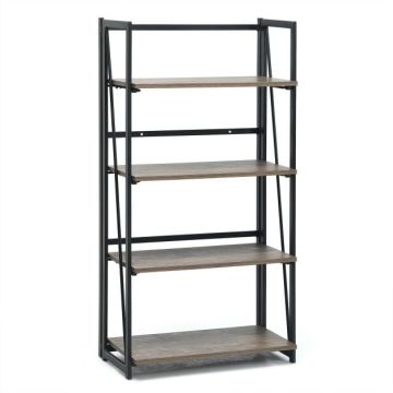 Foldable shelf, 4-tier, Brown, 59.7 × 116.8 × 30.5 cm