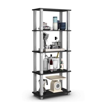 Build-in shelf, 5-tier, Black, 59.69 × 144.78 × 29.21 cm