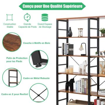 Built-in shelf, 6 tiers, 12 compartments, 152.4 × 34.29 × 203.2 cm