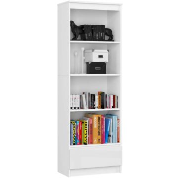Põrandariiul AKORD R60 CLP, 4 riiulit ja sahtel, Valge, 60 × 180 × 35 cm