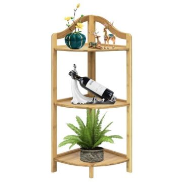 Freestanding shelf, corner, 3-layer, 33.02 × 86.36 × 33.02 cm
