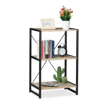 Vabalt seisev riiul Relaxdays 10025150.0, 3 tasandit, Pruun/must, 50 × 80 × 35 cm
