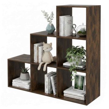 Vabalt seisev riiul Relaxdays, 6 avatud lahtrit, Pruun, 97,5 × 97,5 × 29 cm