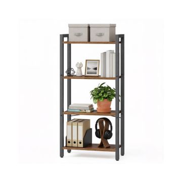 VASAGLE free-standing shelf, 4 shelves, Brown/black, 40 × 107 × 24 cm
