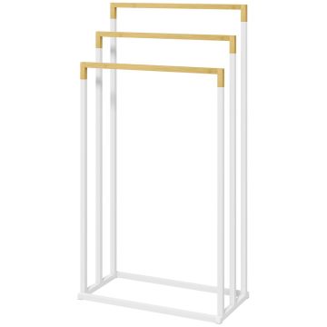 Vabalt seisev rätikuriidepuu Homcom 45x22,5x86cm, valge/heledpruun