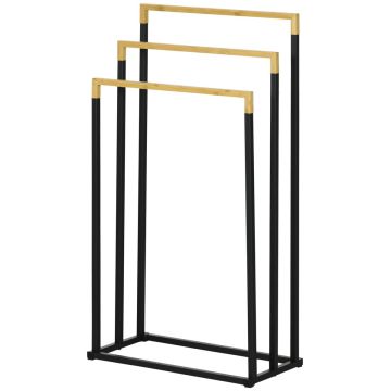 Vaba seisev rätikuhoidja Homcom 45x22,5x86cm, musta/heledat pruuni värvi