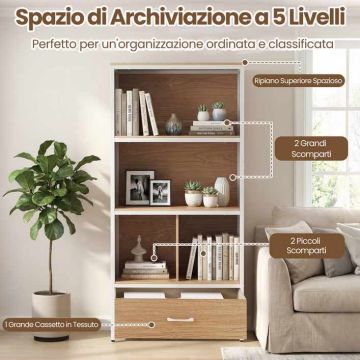 Freestanding cabinet, compartments and fabric drawer, 68 × 142.5 × 30.5 cm