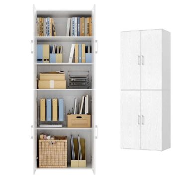 Eraldiseisev kapp VASAGLE OFC091WE01, 4 ust, 5 riiulit, Valge, 60 × 180 × 40 cm
