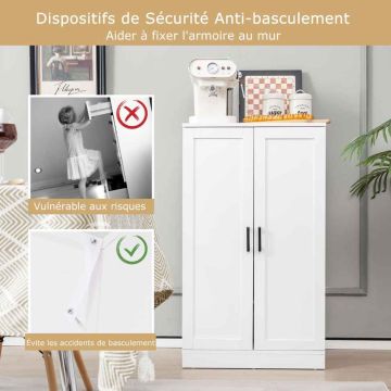 Freestanding kitchen cabinet, 17 shelves, White, 60 × 103.5 × 40 cm