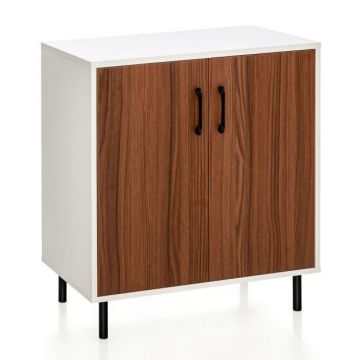 Freestanding kitchen cabinet, 2 shelves, White/brown, 72 × 80 × 40 cm