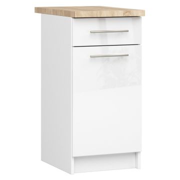 Põrandal seisev köögikapp AKORD OLIWIA S40, 1 uks ja 1 sahtel, valge, 40 × 85 × 46 cm