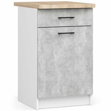 Põrandal seisev köögikapp AKORD OLIWIA S50, 1 uks ja 1 sahtel, valge/hall, 50 × 85 × 46 cm