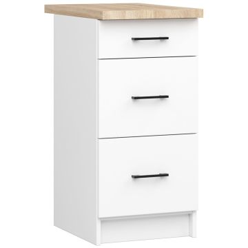 Напольный кухонный шкаф OLIWIA S40 SZ3, 3 ящика со столешницей, белый, 40 × 85 × 46 см