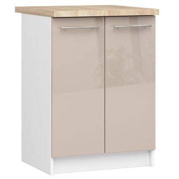 Põrandale paigaldatav köögikapp OLIWIA S60 2D, 2 ust, valge/bež, 60 × 85 × 46 cm