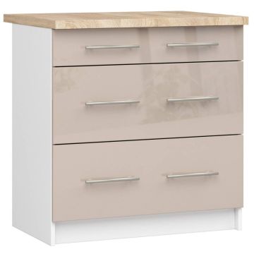 Напольный кухонный шкаф OLIWIA S80, 3 ящика, белый, 80 × 85 × 46 см