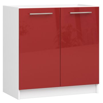 Põrandale paigaldatav valamukapp OLIWIA S, 2 ust, valge/punane, 80 × 82 × 46 cm