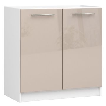 Põrandale paigaldatav valamukapp OLIWIA S, 2 ust, valge/pruun, 80 × 82 × 46 cm
