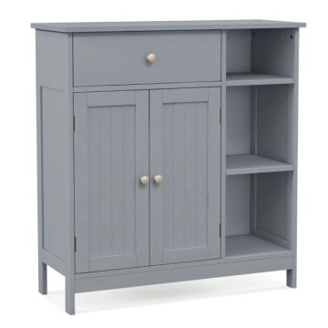 Freestanding bathroom cabinet, 3 open compartments, Grey, 75 × 80 × 30 cm