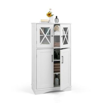 Freestanding bathroom cabinet, 3 adjustable shelves, 59.69 × 107.95 × 30.48 cm