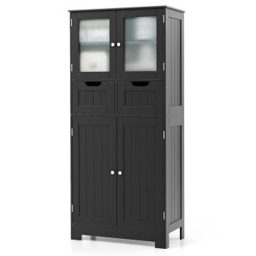 Freestanding bathroom cabinet, 4 doors, 2 drawers, 60 × 128 × 30 cm