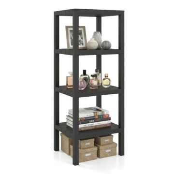 Plastic shelf, 4 tiers, Black, 38 × 32 × 99 cm