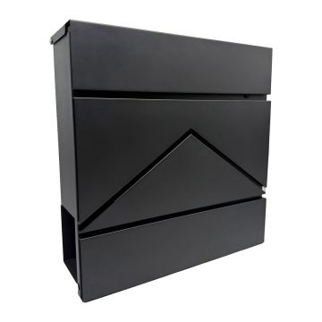 Postkast Relaxdays 10051664_46, ajalehesektsiooniga, Must, 37 × 37 × 11 cm