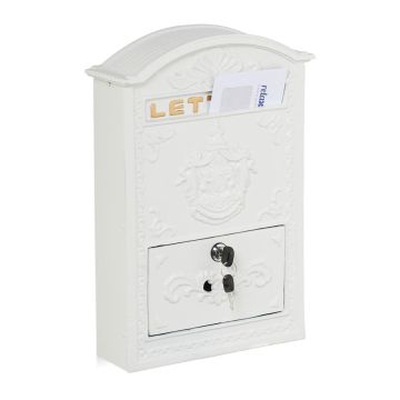 Почтовый ящик Relaxdays, с цилиндровым замком, Белый, 42 × 28 × 10 см