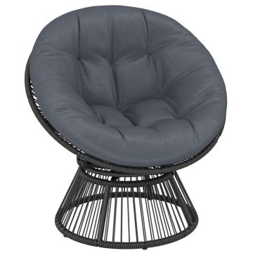 Вращающееся кресло «Papasan», с подушкой, Серое, 93 × 87 × 81 см