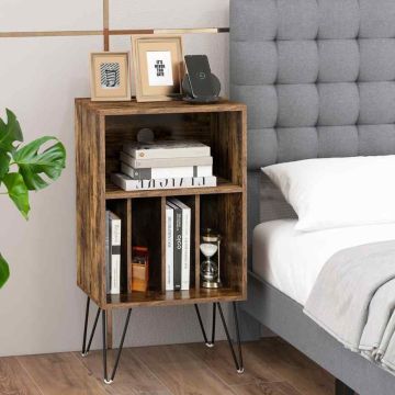 Turntable stand, 3 levels, 4 partitions, Brown, 48 × 88 × 40 cm