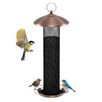 Bird feeder, 1.6 kg capacity, copper/black, Ø 16 × 40 cm