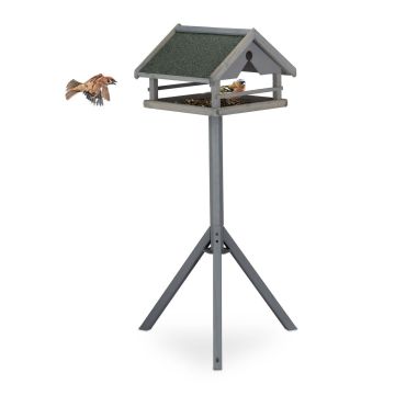 Lindude söötja Relaxdays 10038398.0, statiiviga, Hall/Roheline, 62 × 120 × 55 cm