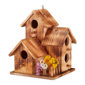 Linnumaja Relaxdays 10031013.0, 3 pesakasti, 20 × 34 × 19 cm
