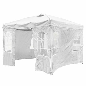 Arbour, 4 removable side panels, White, 300 × 300 × 259–279 cm