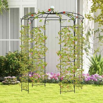 Plant Arbor, 12 Tubes, Black, 81 × 113 × 81 inches