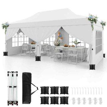 Arbour, Extendable, 6 walls, White, 300 × 600 cm