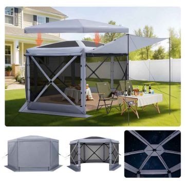 Lehtla-telk VEVOR FY12X12Smoky Gray-6, 6 seina, Hall, 3,6 × 3,6 × 2,2 m