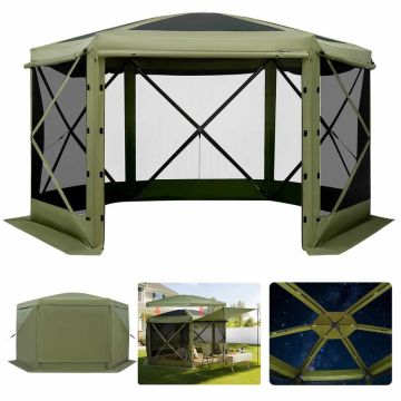 Varjualune VEVOR FY10X10Military Green-6, 6–8 inimesele, 6 külgpaneeli, Roheline, 3 × 3 × 2,2 m