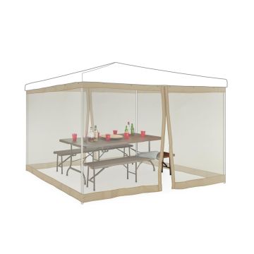 Paviljoni putukavõrk Relaxdays 10035879.0, 2 külgelementi, Liivavärvi, 3 × 3 m