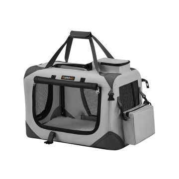 Koera transpordikott 50x35x35cm., hall/must.