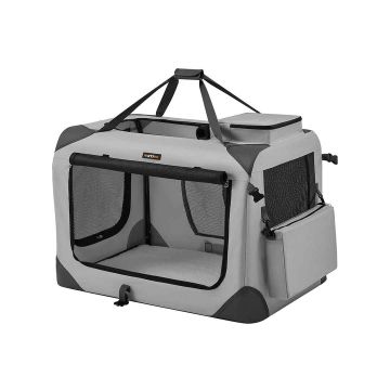 Koera transpordikott 81x58x58cm., hall/must