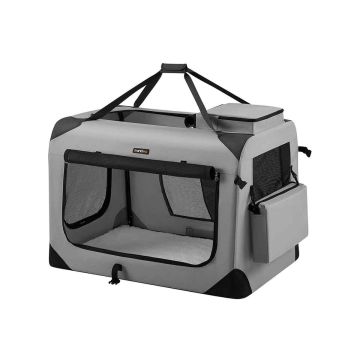 Koera transpordikott 91x63x63cm., hall/must