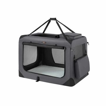 Koera transpordikott 102x69x69cm., tumehall/must