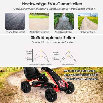 Pedal go-kart, for children aged 3-8, Black, 94 × 57.2 × 59.7 cm