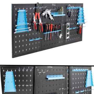 Перфорированная панель для инструментов, 3 части, 25 держателей, 120 × 2 × 60 см