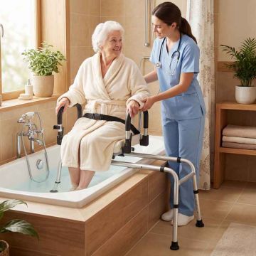 Bathroom transfer chair, 5 height levels, 87.5 × 46 × 81.5–91.5 cm