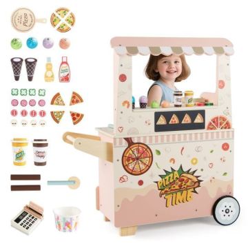Pizza baking play cart, 40 pieces, 32 × 35 × 13 inches