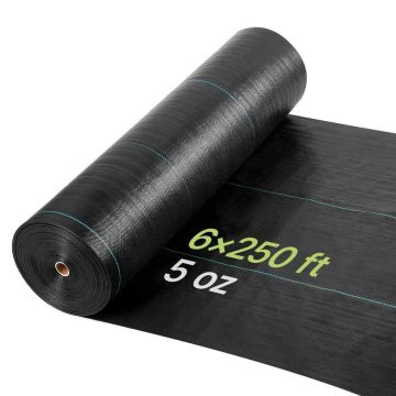 Umbrohtu blokeeriv kangas VEVOR 6 * 250FT168, Must, 1,8 × 76,2 m