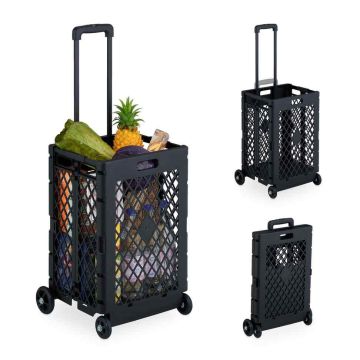 Тележка для покупок Relaxdays, 40 л, Чёрная, 99 × 43,5 × 38 см