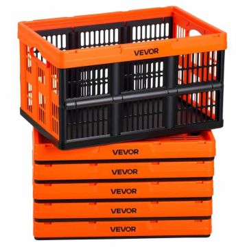 Plastist hoiukastid VEVOR, 6 tk, 45 l, oranžid ja mustad, 525 × 355 × 295 mm