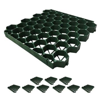 Пластиковые газонные решётки Relaxdays, 10 шт, 4 × 50 × 50 см